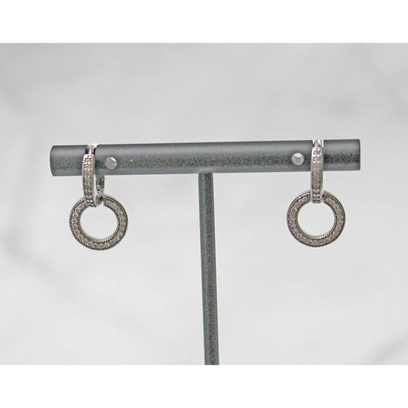 Double Circle Sterling Silver 925 Huggie Earrings E55 - Picture 1 of 3